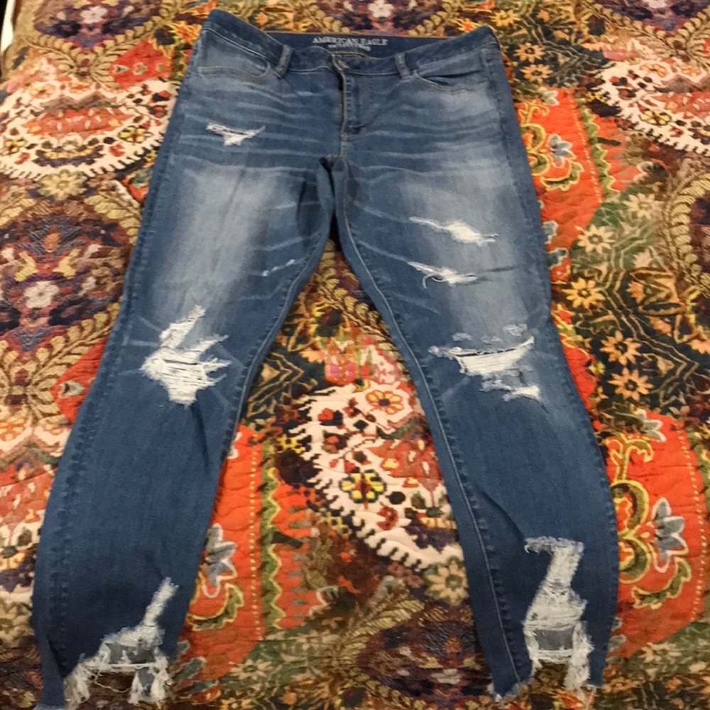 American Eagle, distressed, skinny jeans